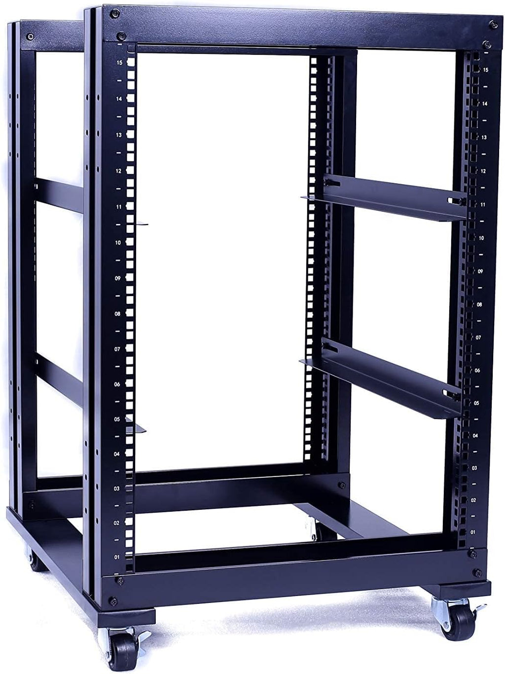 15U 4 Post Open Frame 19inch Steel Rack 24inch Deep S65617