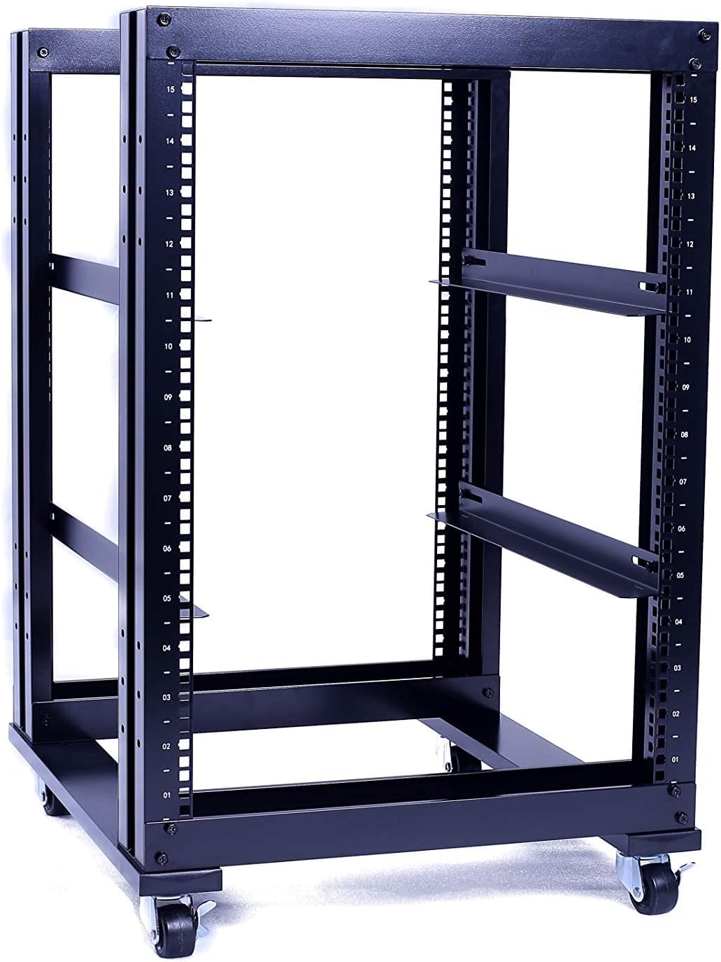15U 4 Post Open Frame 19inch Steel Rack 24inch Deep S65617