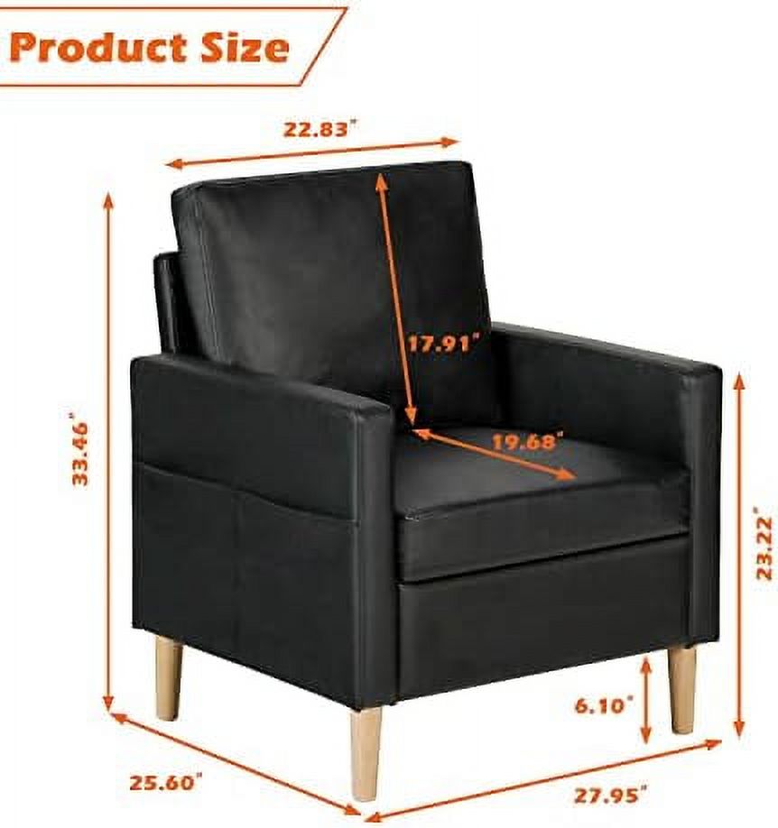 Cream White Faux Leather Single Sofa Chair I831506