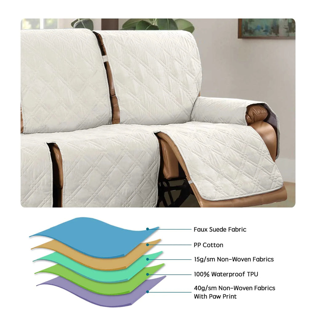 White Seamed Waterproof One-Piece Sofa Cover for 3 Seaters H7074
