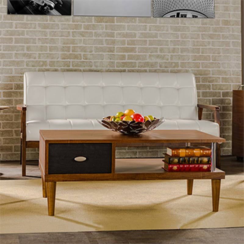 White Faux Leather Tufted Sofa X124
