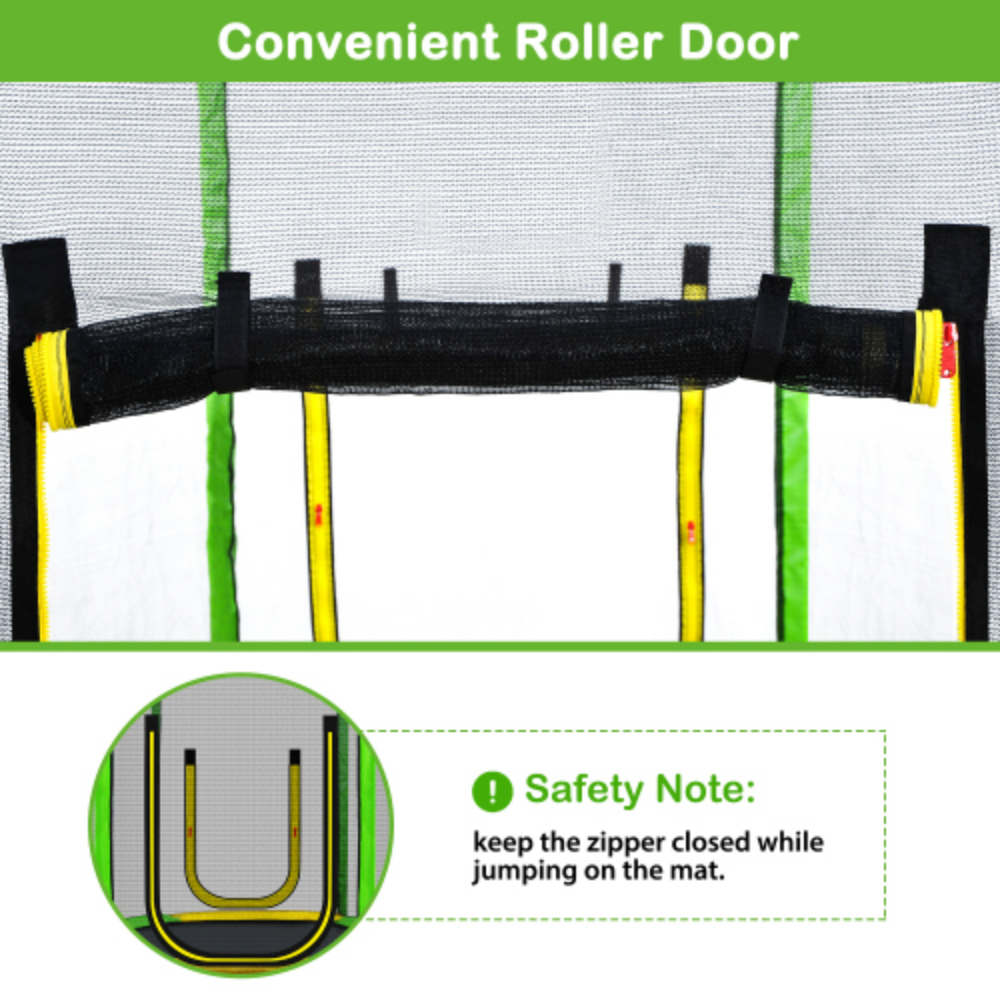 7FT Round Trampoline with Safety Enclosure Net, Slide and Ladder R6163
