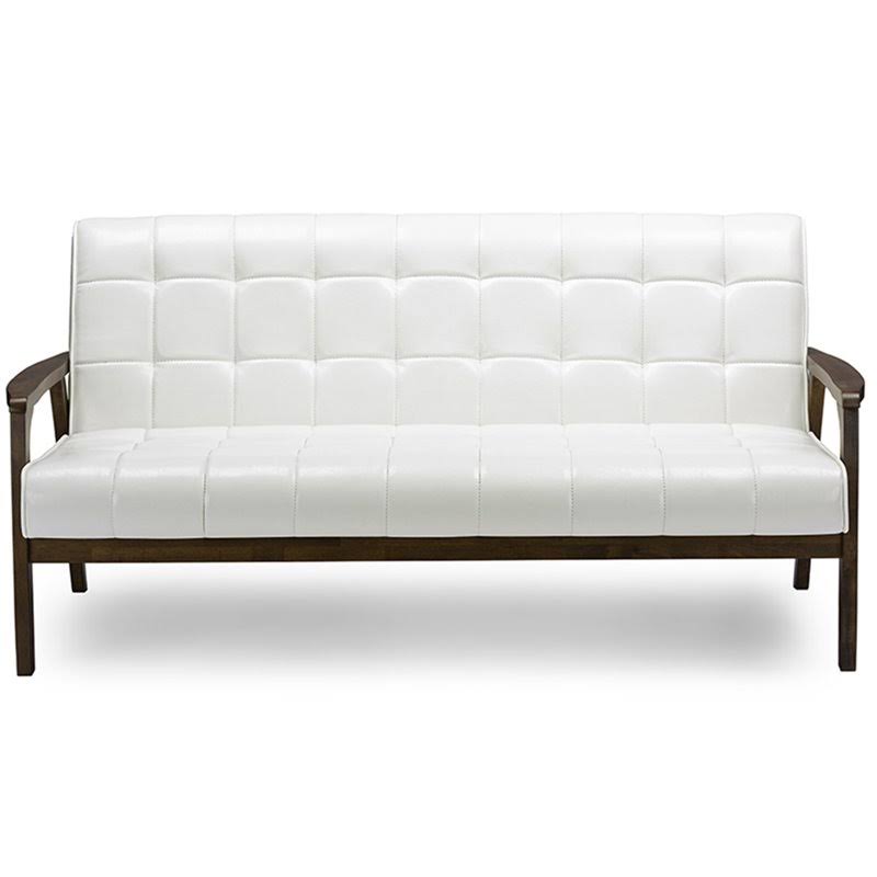 White Faux Leather Tufted Sofa X124