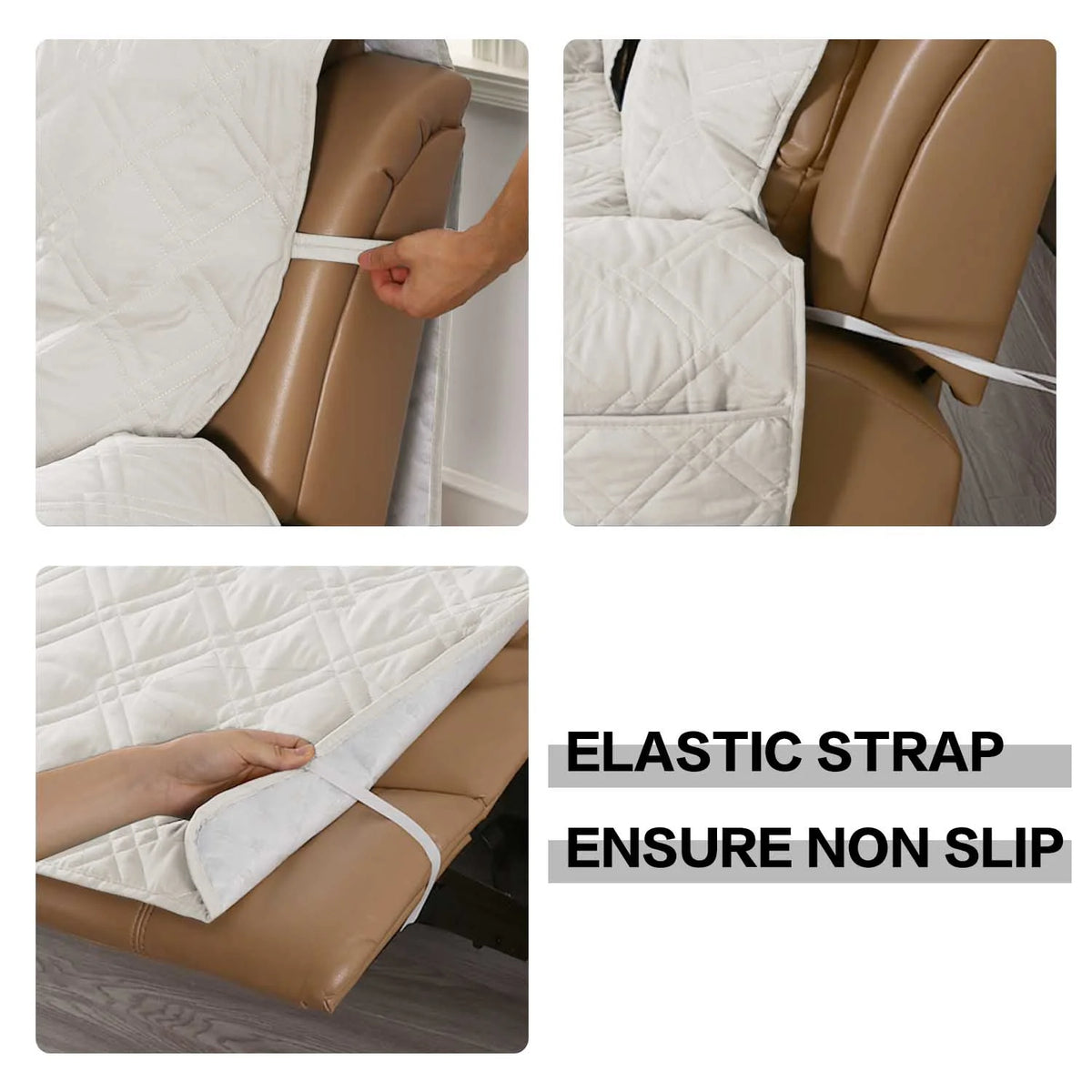 White Seamed Waterproof One-Piece Sofa Cover for 3 Seaters H7074
