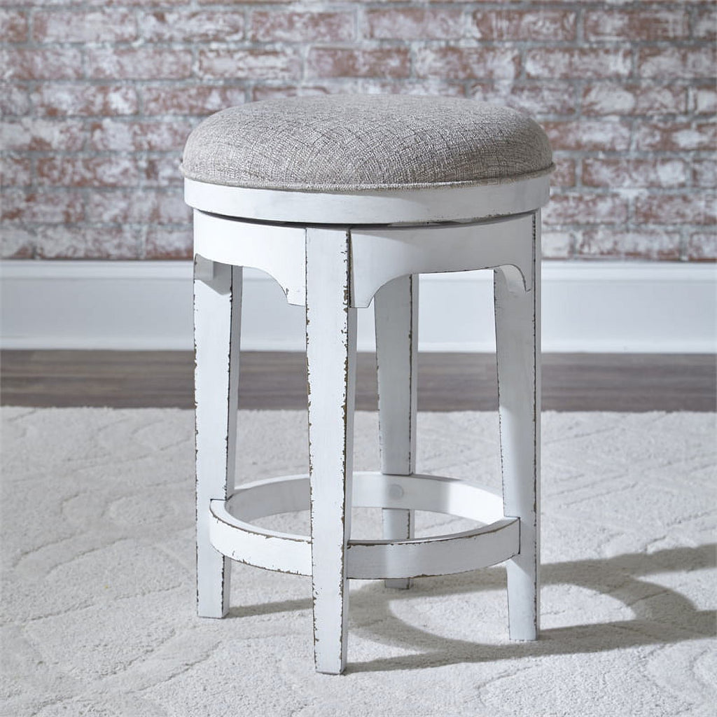 Antique White Console Swivel Stool Set E189487