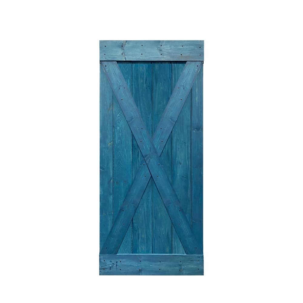 Weather Gray Solid Knotty Pine Wood Interior Sliding Barn Door Slab V822840