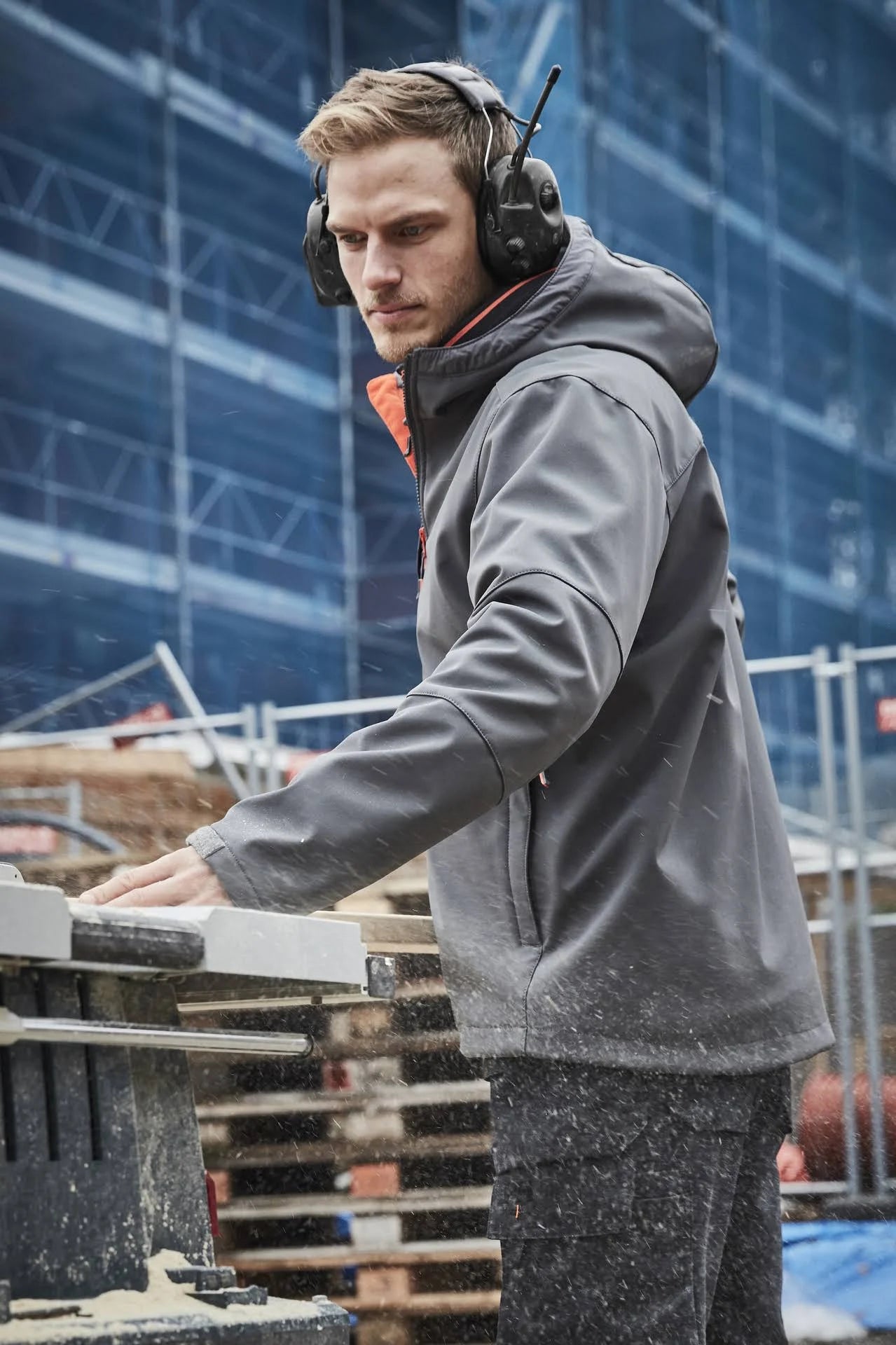 Black Hooded Softshell Jacket U6869