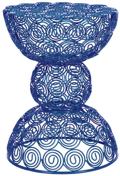 Dark Blue Iron Wire Stool K972783