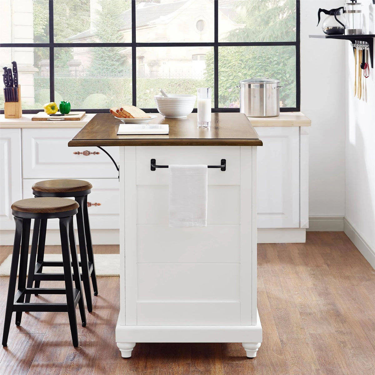 White Kitchen Island with 2 Stools K91596