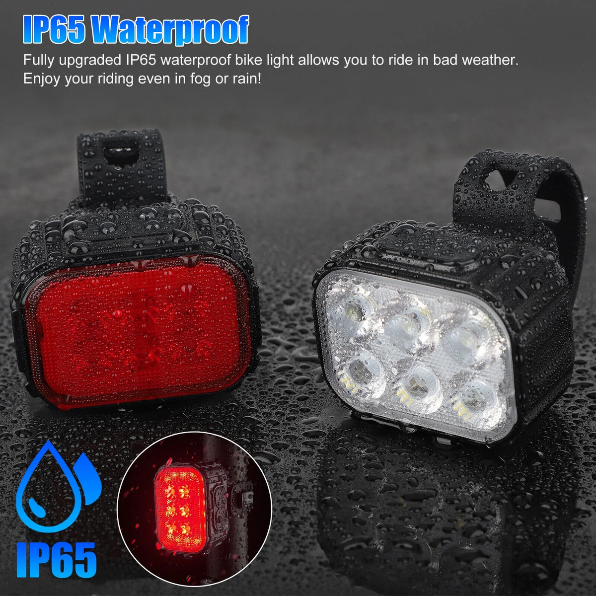 2x USB Rechargeable LED Bicycle Headlight Taillight E222