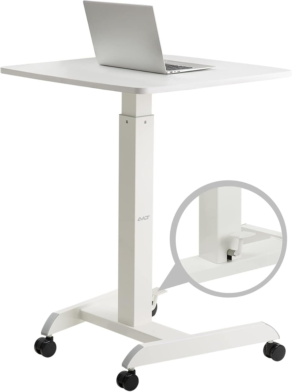 44 Height Adjustable Pneumatic Laptop Standing Desk Cart with Brake Casters X112893