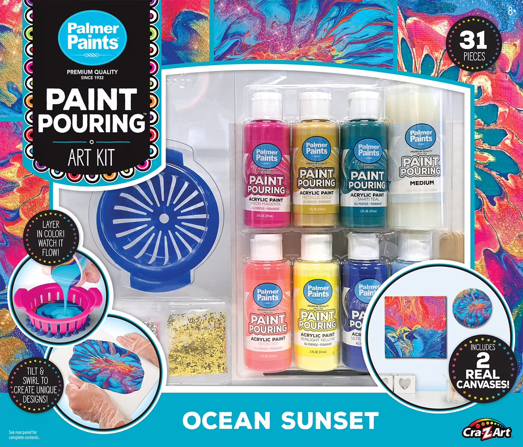 Ocean Sunset Acrylic Paint Pouring Art Activity Kit T8308