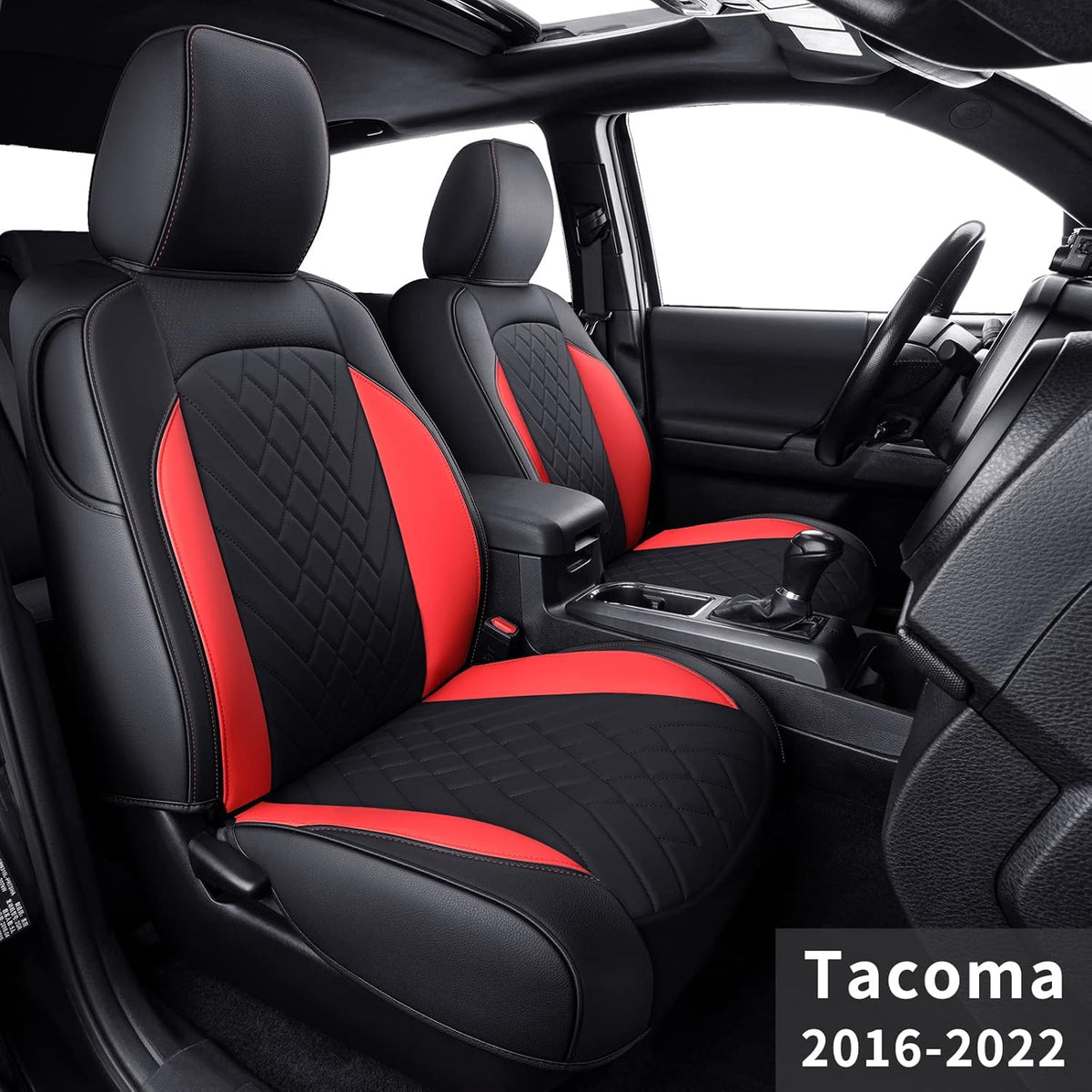 Black Faux Leather Seat Covers for Tacoma Crew Cab J511355