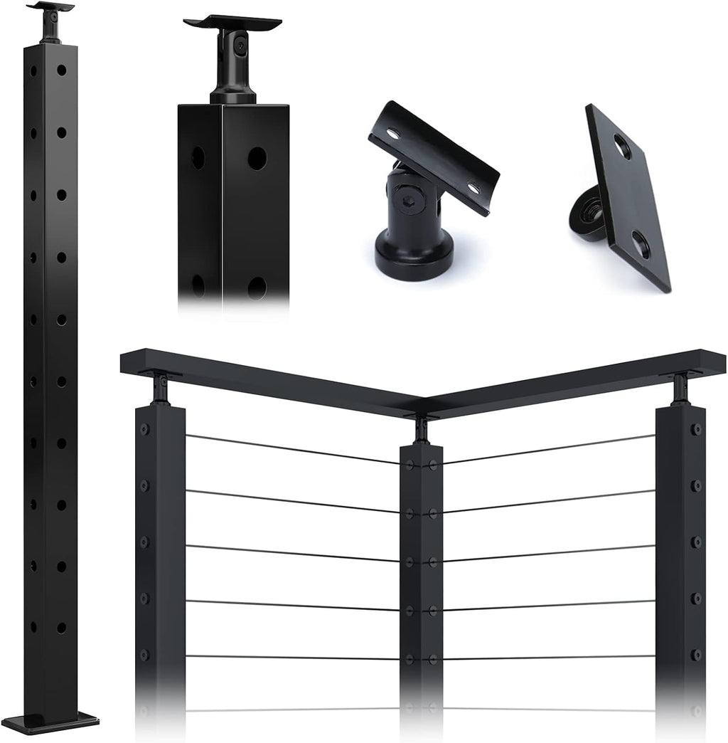 Square 36x2x2 304 Stainless Steel Black Pre-drilled Post A4514