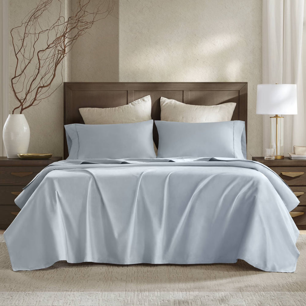 Blue Cal King 4 Pieces Sateen Sheet Set Q121383