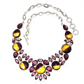 Ametrine Rubylite Faceted Gemstone Silver Necklace 18-20'' Z38248