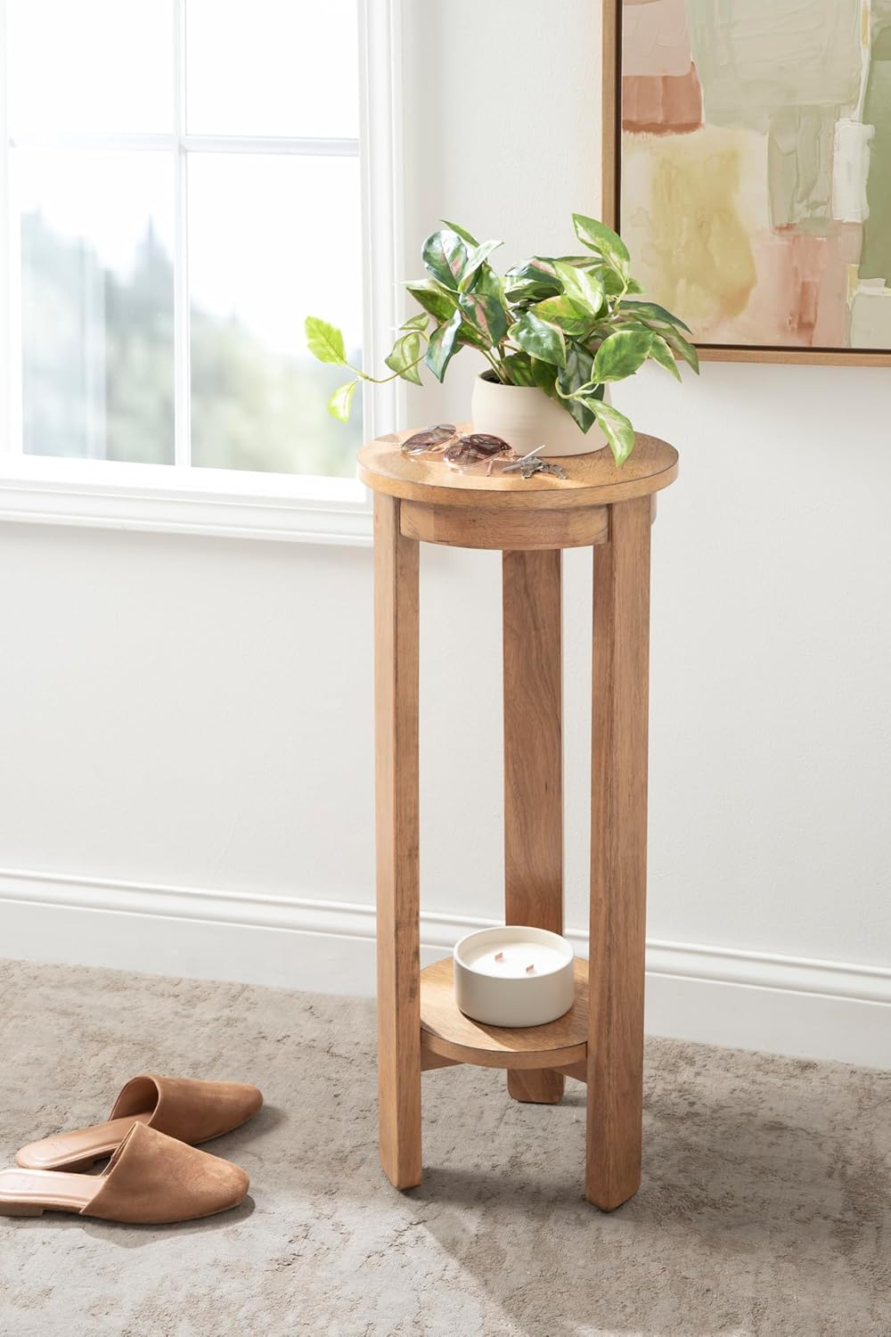 Natural Two-Tier Circle Plant Stand I730296