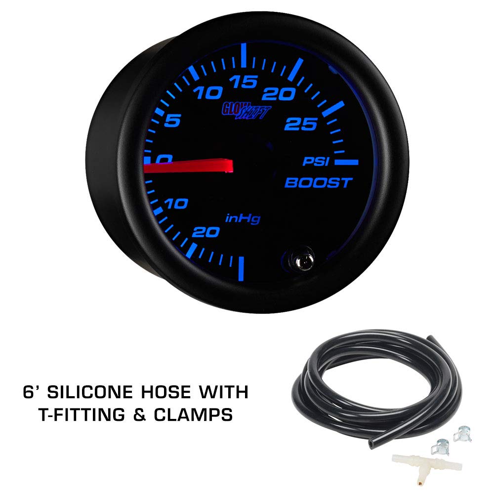 Tinted 7 Color 30 PSI Boost/Vacuum, 100 PSI Oil Pressure & Oil Temperature Gauges, Black Triple Pillar Pod H908769
