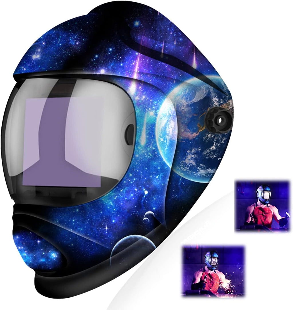 Auto Darkening Welding Helmet with Ultra Large Viewing Screen, 4 Arc Sensor, 1/1/1/2 Optical Clarity X240