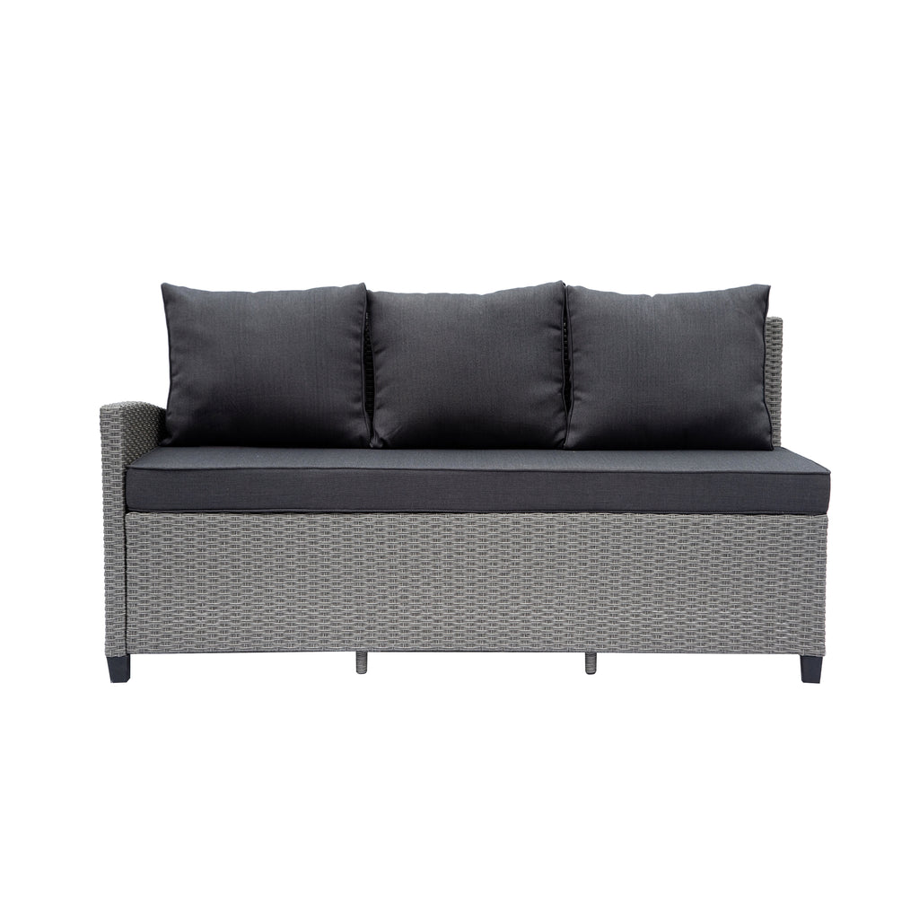 Outdoor Wicker Patio Sectional Sofa & Ottoman Set with Table H866372