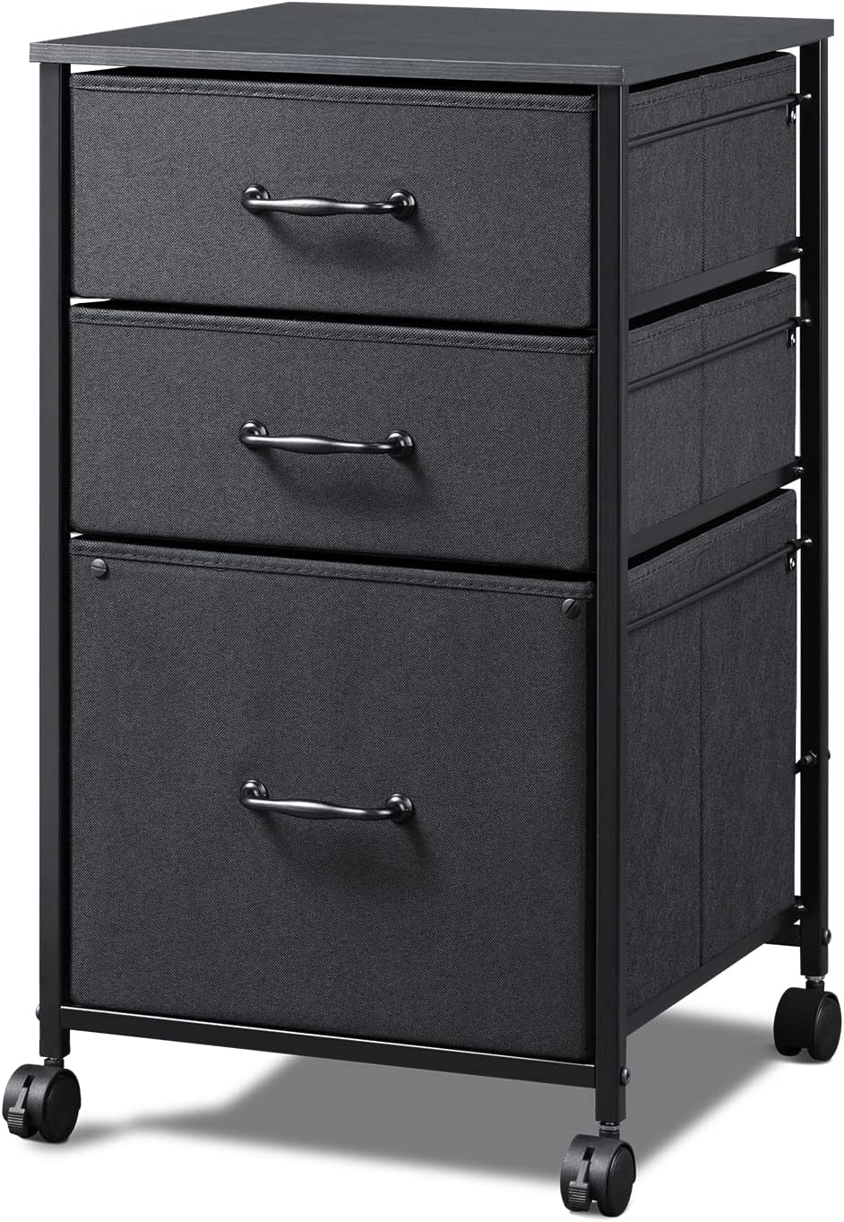 Rustic Brown Mobile File Cabinet with Open Storage Shelf Y238
