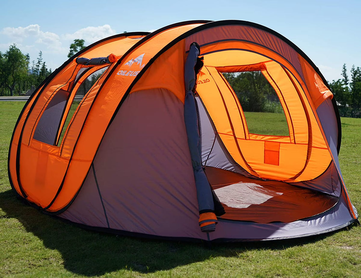 X-large Pop Up Dome Tent 5-6 Person with Carrying Bag Grey L65967
