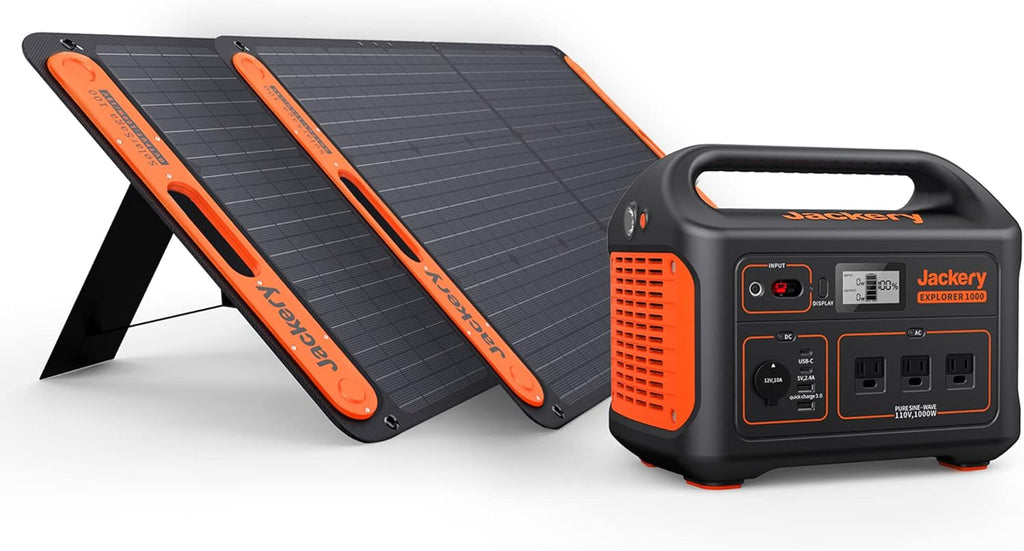 Solar Generator 1000 with 2X SolarSaga 100X and 3x110V/1000W AC Outlets, Lithium Battery Pack R576