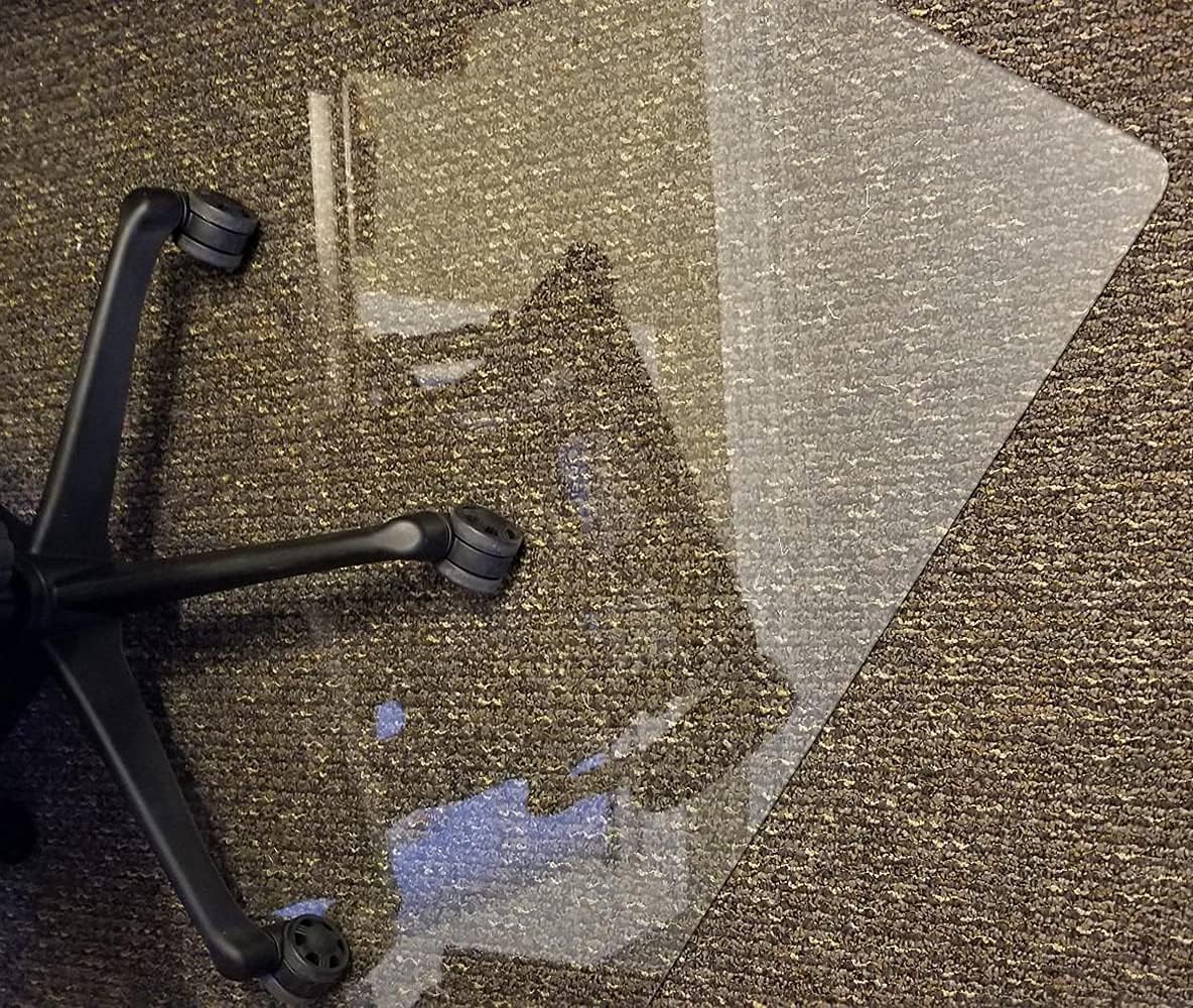 Tempered Glass Chair Mat, 36 x 46, 1/5'' Thick with 4 Anti-Slip Pads R177