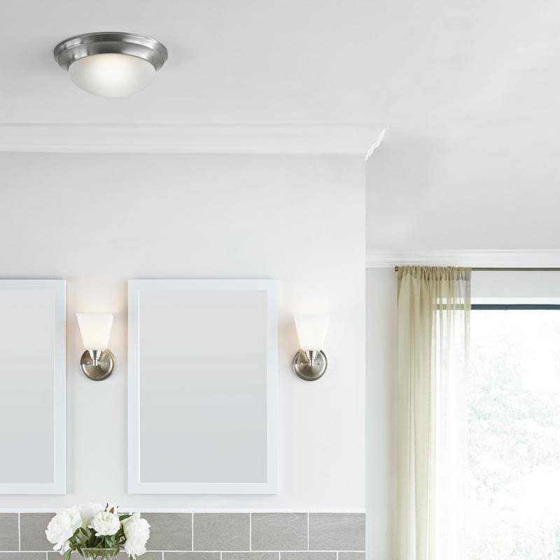 Brushed Nickel Three Light Ceiling Flush Mount C7590