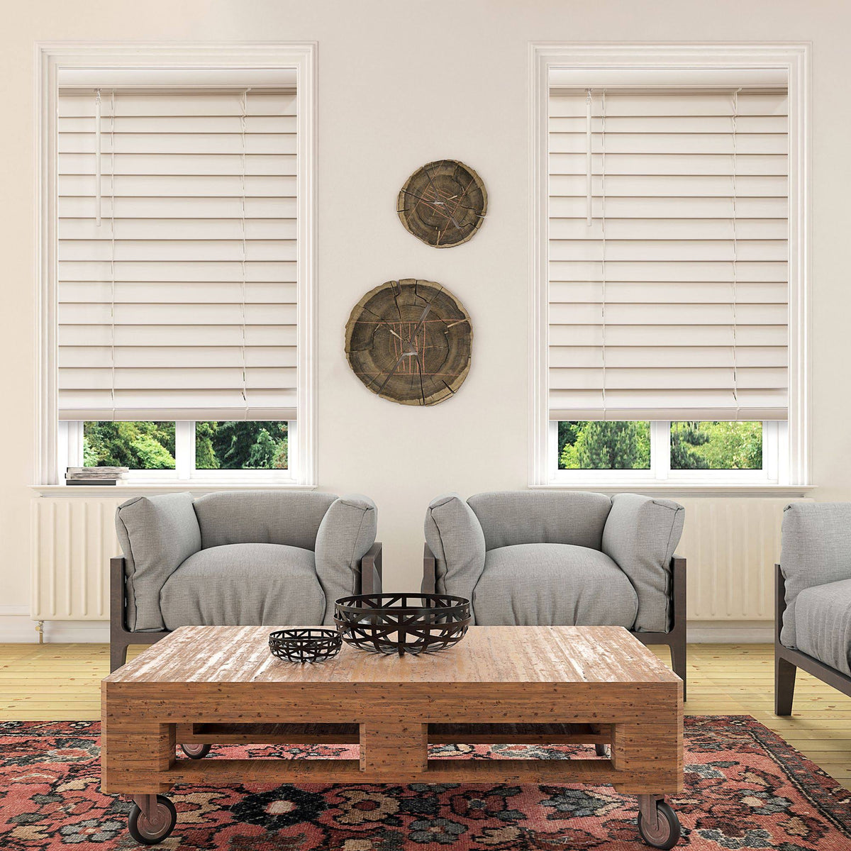 White 57x22 Faux Wood Cordless Blinds T63885