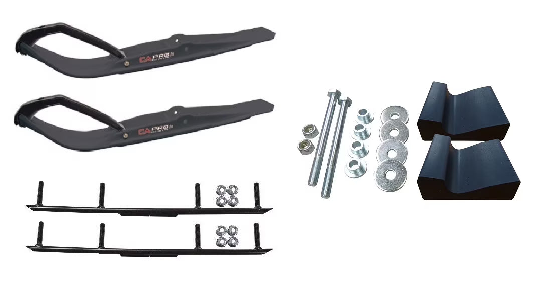 Black Razor Snowmobile Skis with 4" Round Bars Complete Kit J422813