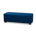 Navy Blue Velvet Storage Ottoman Bench P961