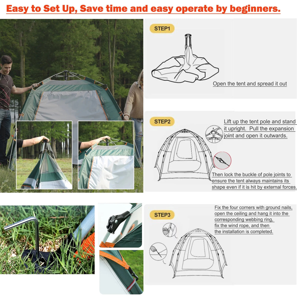 5 Person Waterproof Quick Set Portable Tent K79524