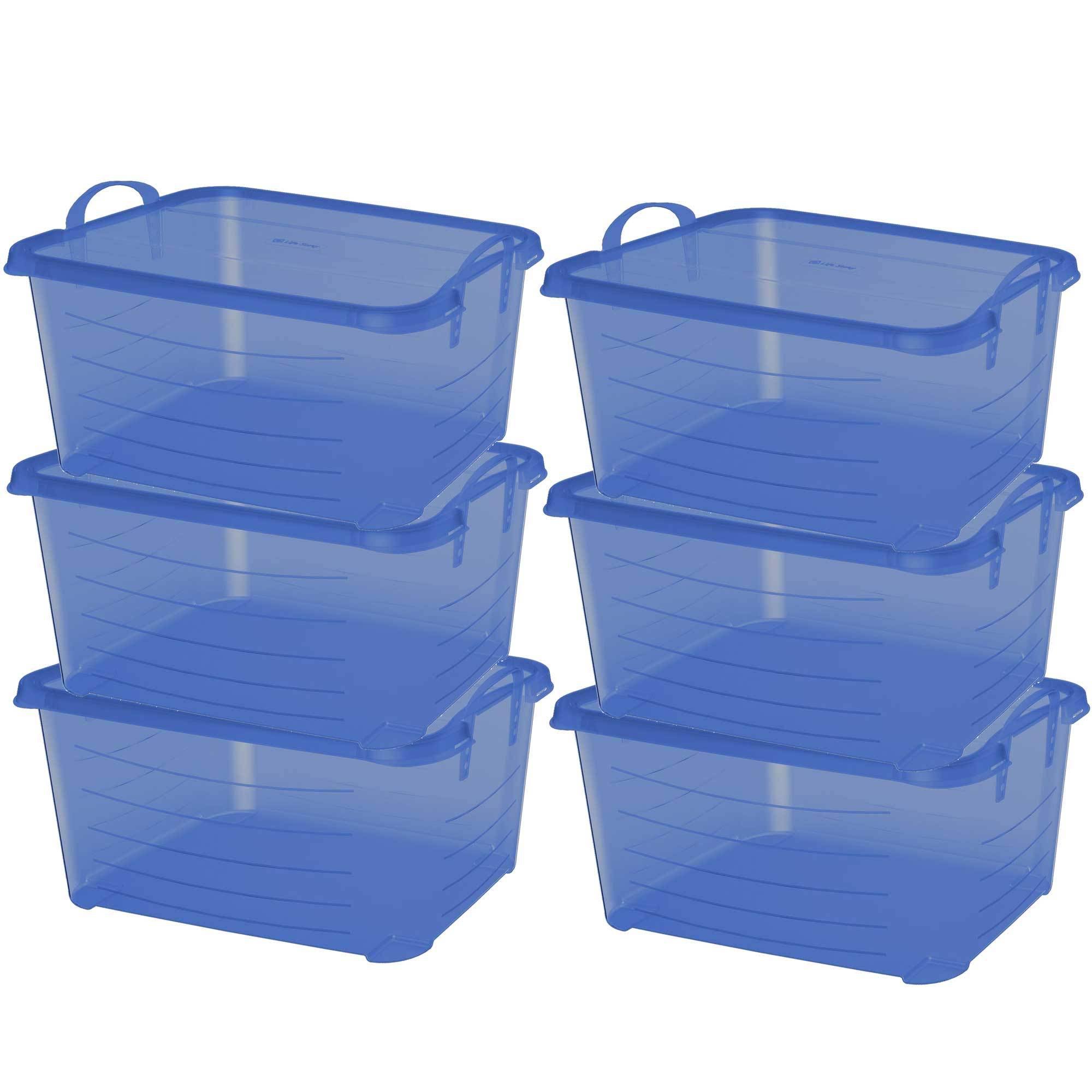 Blue Stackable Storage Box 55 Quart 6 Pack W6518