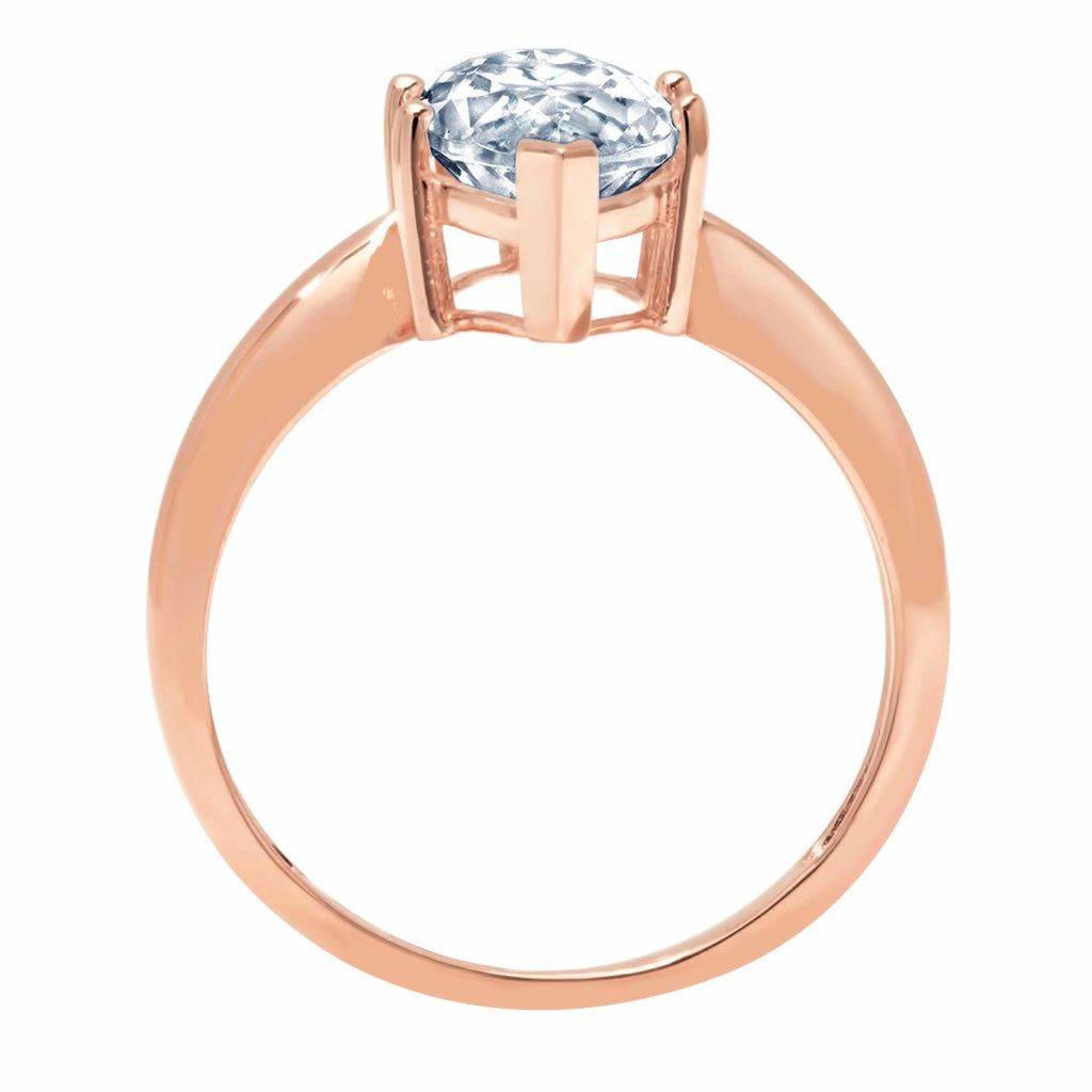 2.5ct Marquise Cut Blue Natural Aquamarine 18k Rose Gold Solitaire Ring C346726