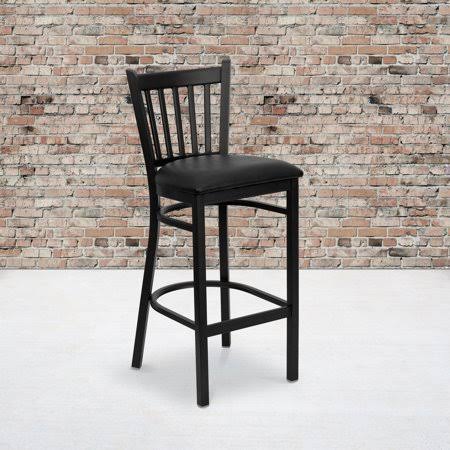 Black Vertical Back Metal Restaurant Barstool R76425