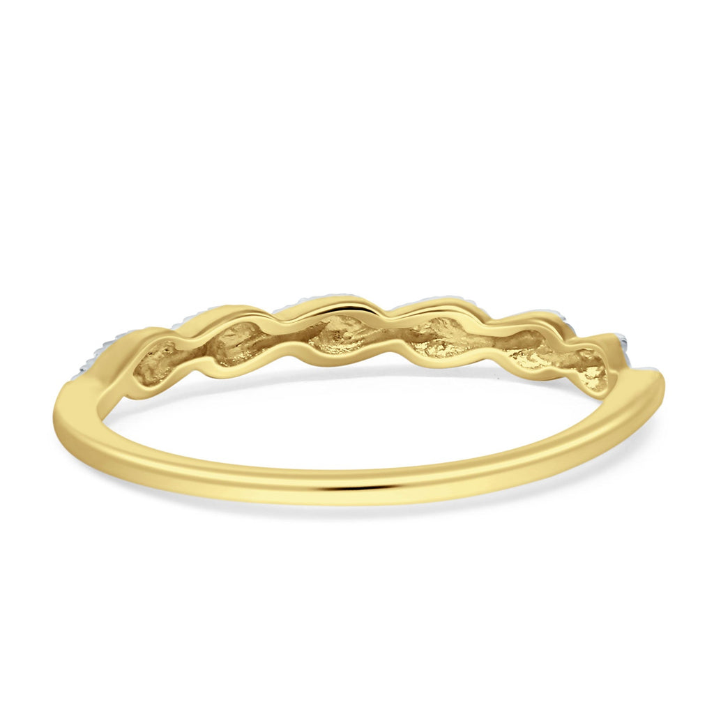14K Yellow Gold Twisted Rope Diamond Wedding Band S663