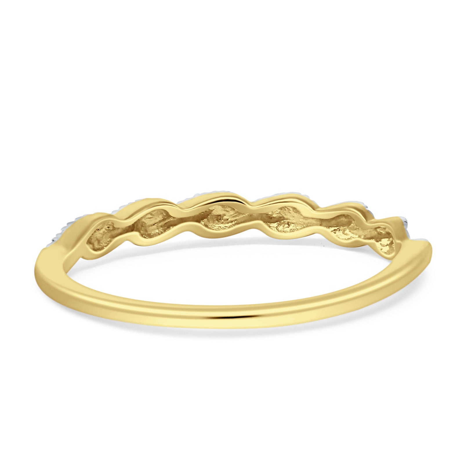 14K Yellow Gold Twisted Rope Diamond Wedding Band S663
