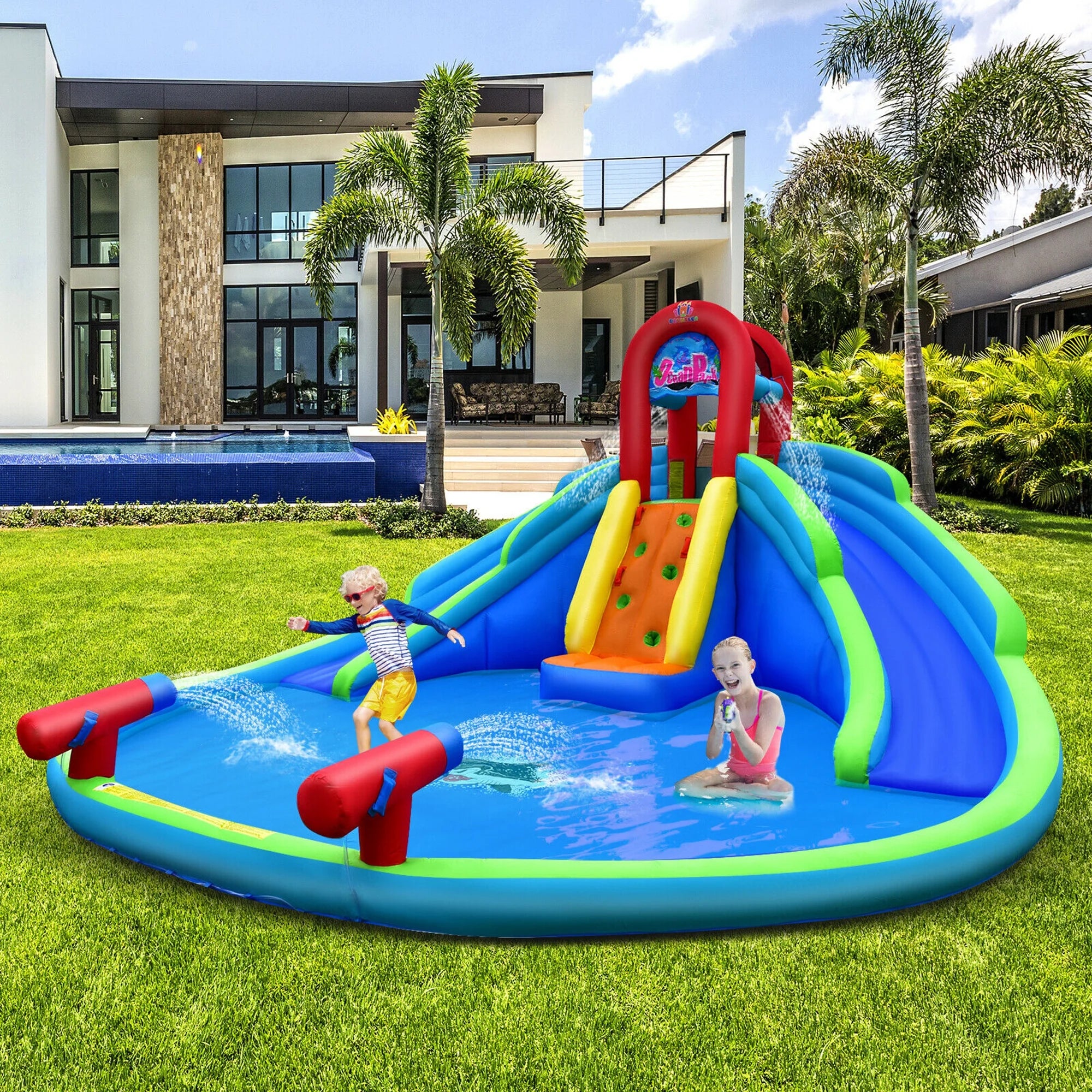 Inflatable Waterslide Bounce House with Handrail N475