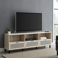 70 Inch Dark Walnut Slatted Wood TV Stand U4328