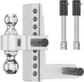 Adjustable Trailer Hitch Ball Mount, 2.5-Inch Receiver, 8-Inch Drop, 8-Inch Rise, Dual Towing Balls with Double Pin Key Locks G56205