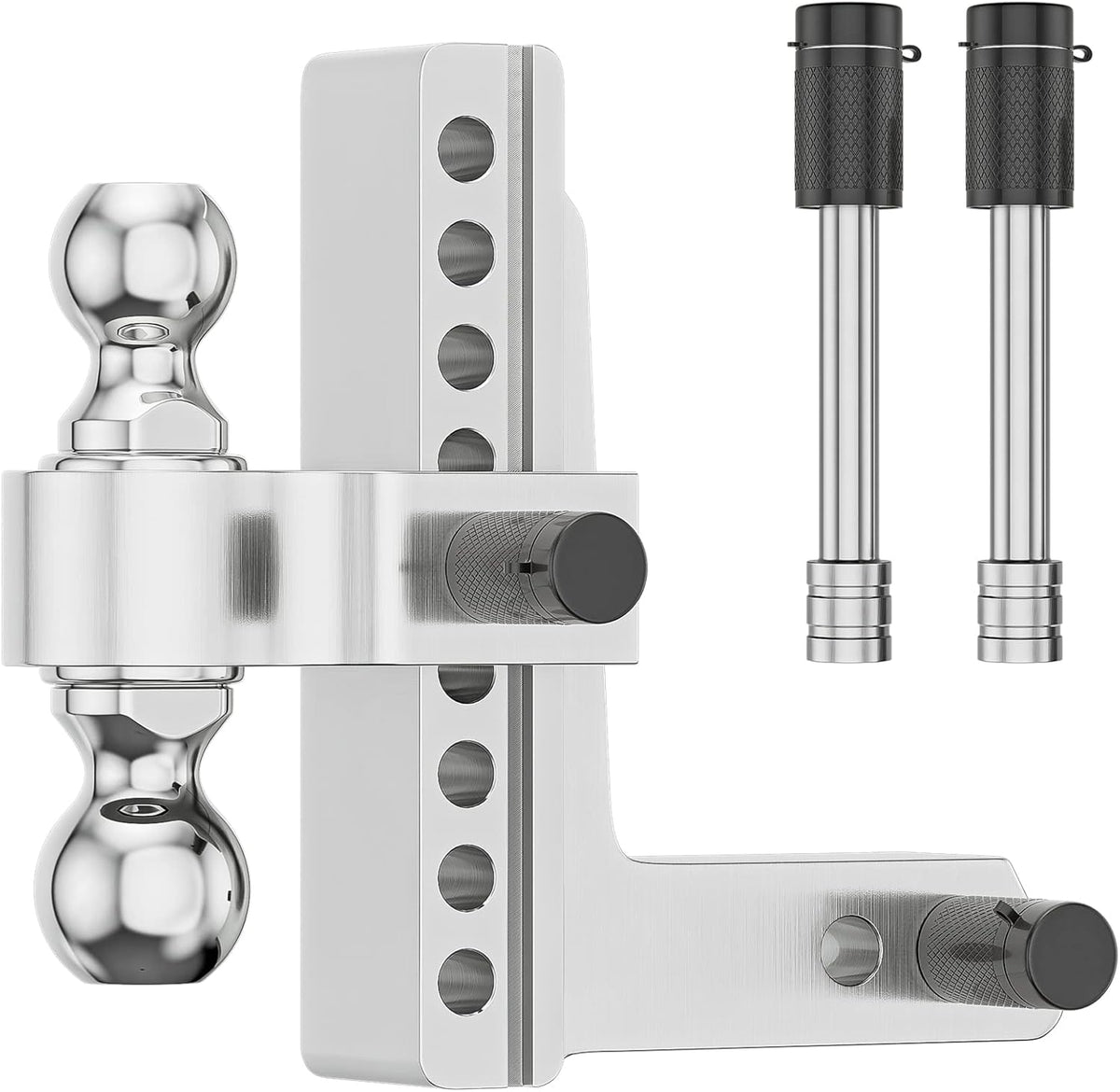 Adjustable Trailer Hitch Ball Mount, 2.5-Inch Receiver, 8-Inch Drop, 8-Inch Rise, Dual Towing Balls with Double Pin Key Locks G56205
