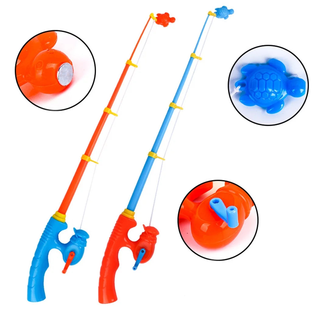6 Pcs Stretchable Fishing Pole Toy Bath Toy Flexible Magnetic Kids Fishing Rod B290944