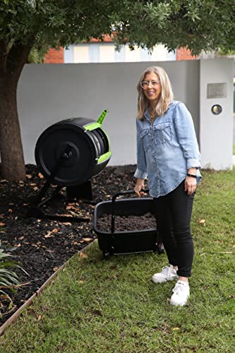 65 Gallon Dual Chamber Compost Tumbler with Double Door and Open Base T92400