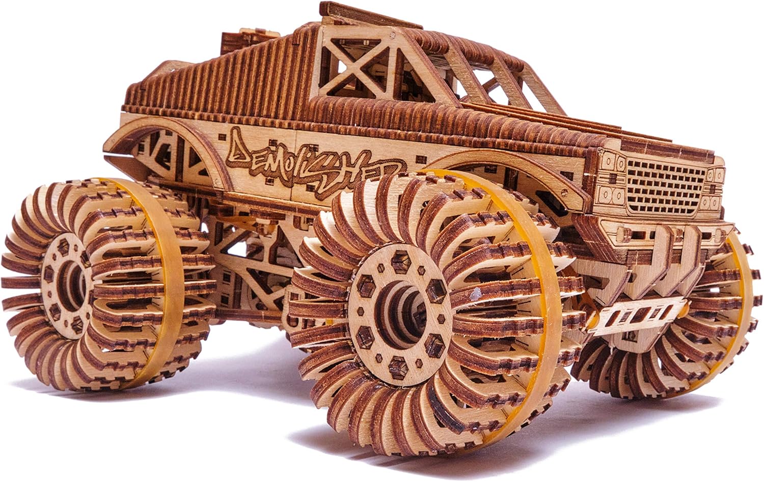 Monster Pickup Truck 3D Wooden Puzzle Model Kit Pack of 2 U50616