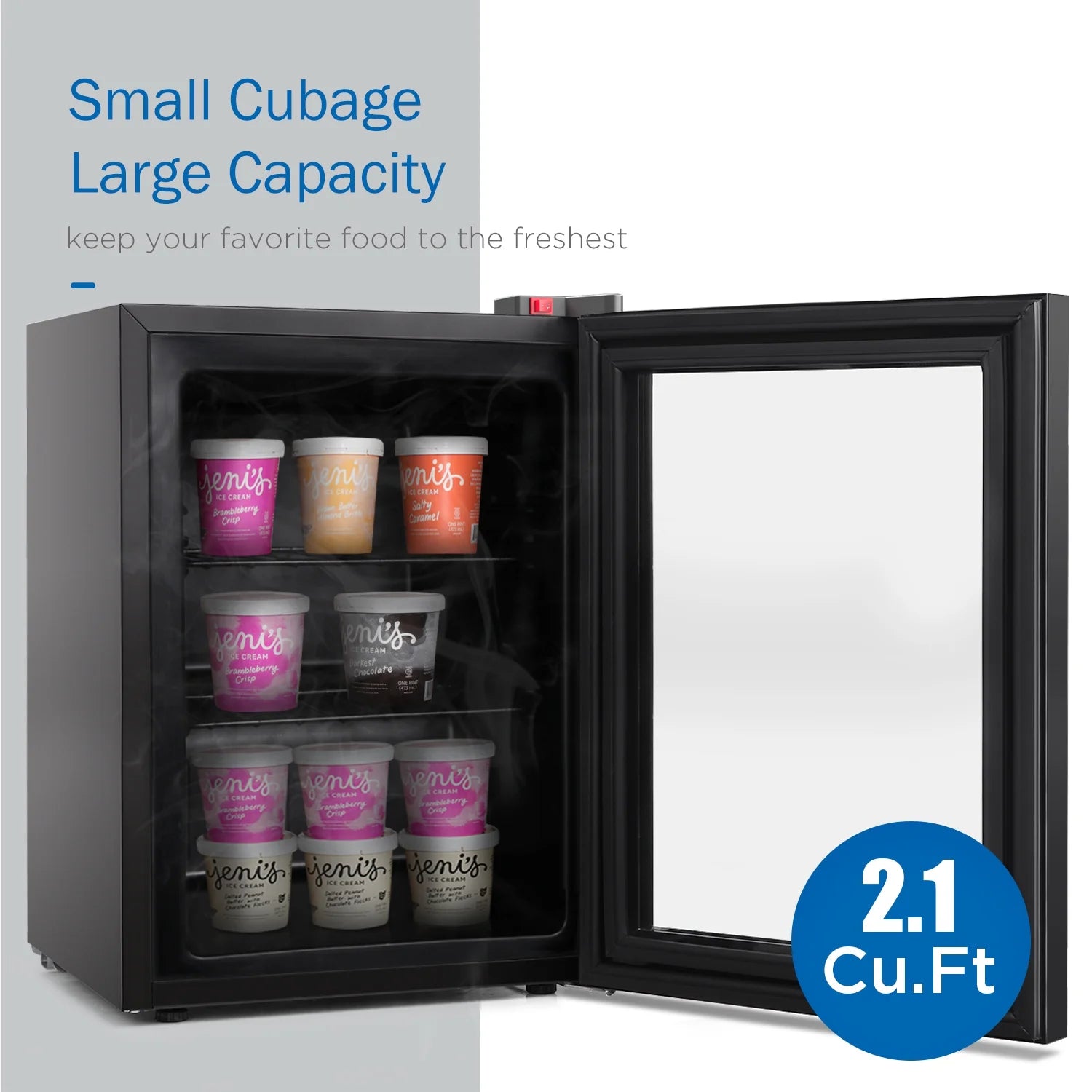 2.1 cu ft Upright Freezer with Glass Door G806