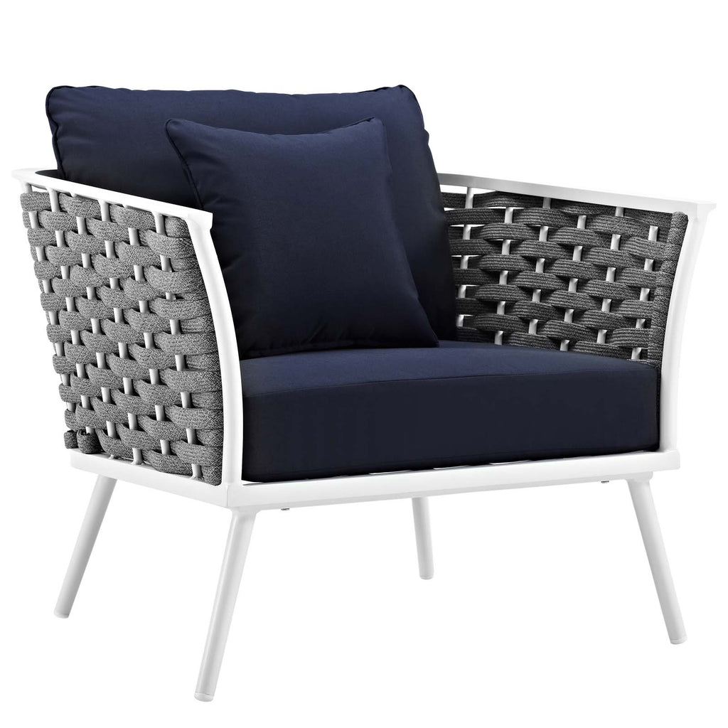 White Navy 3 Piece Aluminum Patio Sectional Sofa Set F301