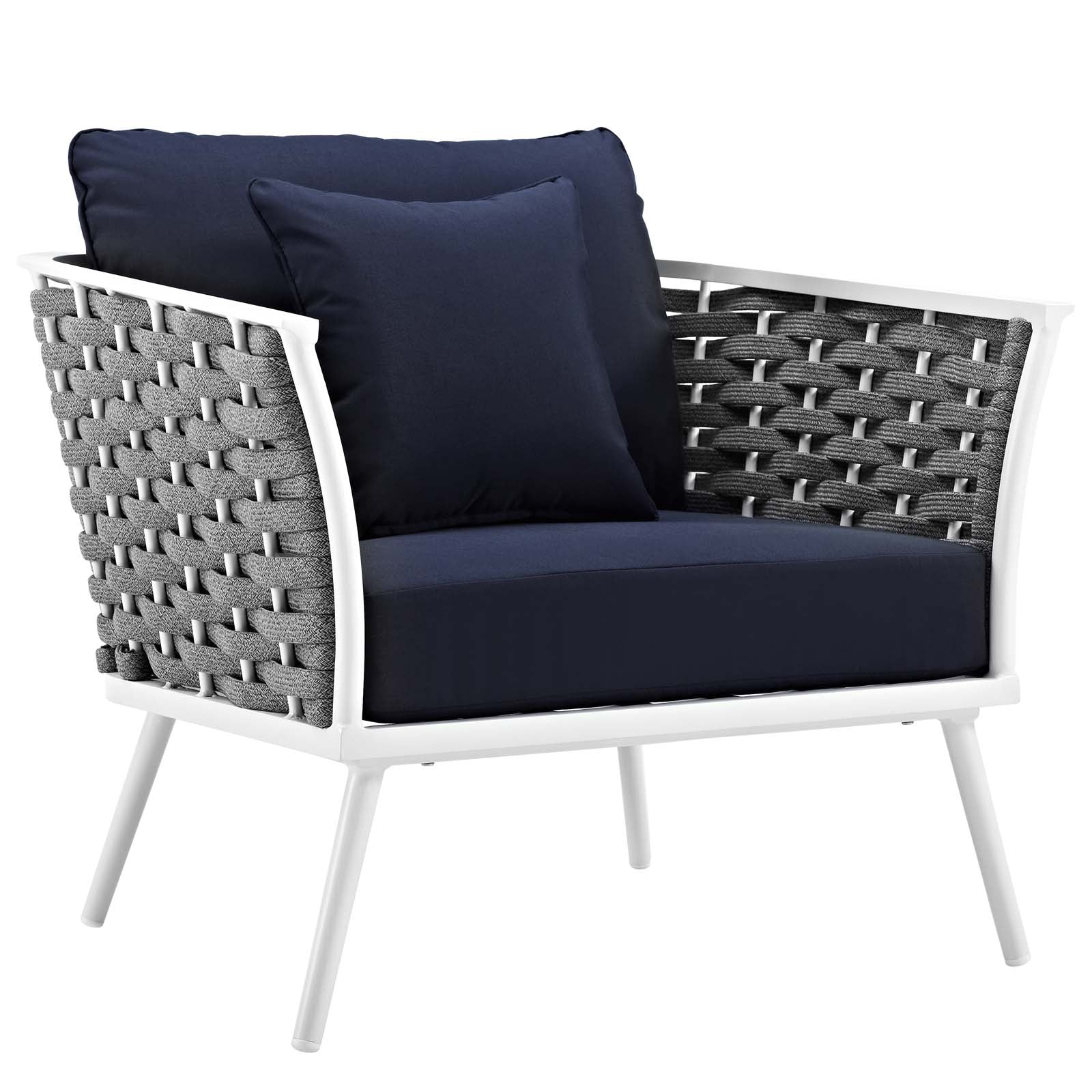 White Navy 3 Piece Aluminum Patio Sectional Sofa Set F301