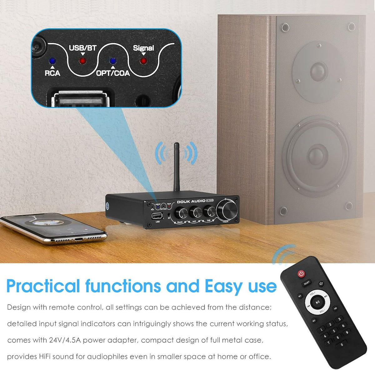Mini Bluetooth 5.0 Digital Amplifier 100W×2 L589397