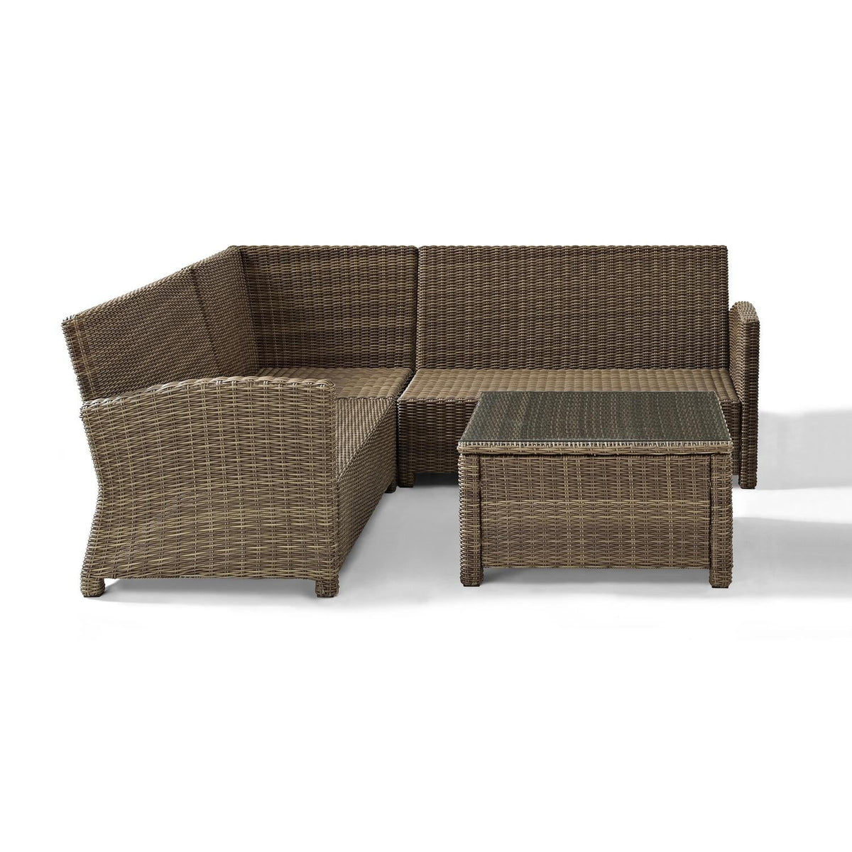 4Pc Outdoor Wicker Sectional Set with Glass Top Coffee Table N64204